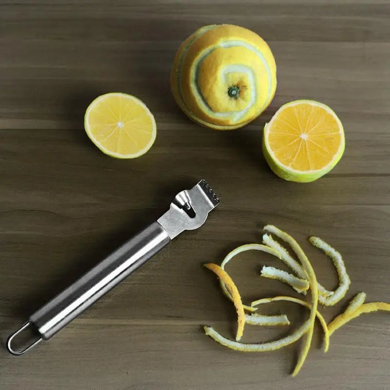 Stainless Steel Lemon Zester Grater With Channel Knife And Hanging Loop Orange Citrus Fruit Grater Peeling Knife Kitchen Bar