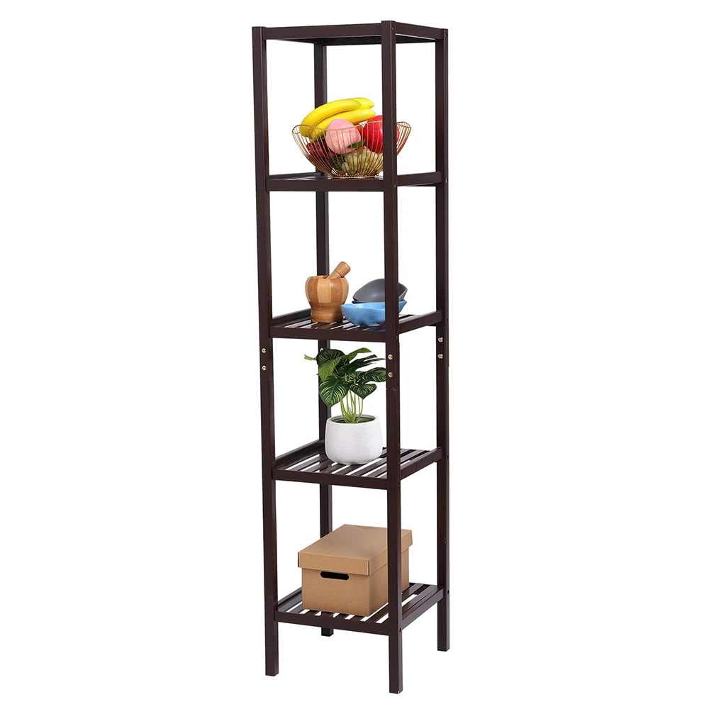 

Three Colors 146*33*33cm 100% Bamboo Bathroom Shelf 5-Tier Multifunctional Storage Rack Shelving Unit US Warehouse