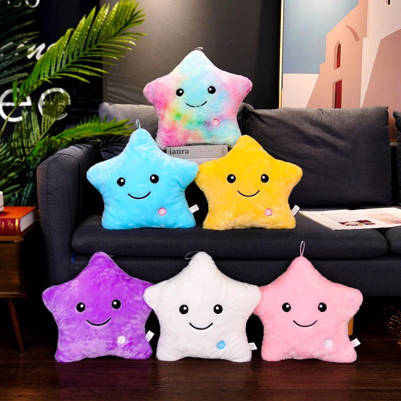 Creative Star Shaped Pillow Plush Light Up LED Toys Glowing Doll With English Letter Christmas New Year Gifts for Girl Friends