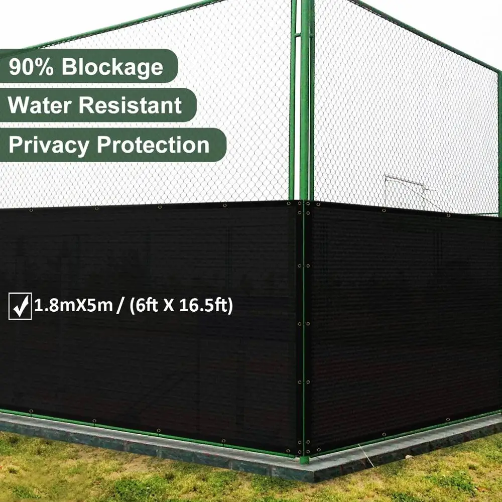 Heavy Duty Privacy Screen Fence in Color Solid Black,Garden Fence Privacy,Commercial Windscreen Netting Fence,6ft x 16.5ft