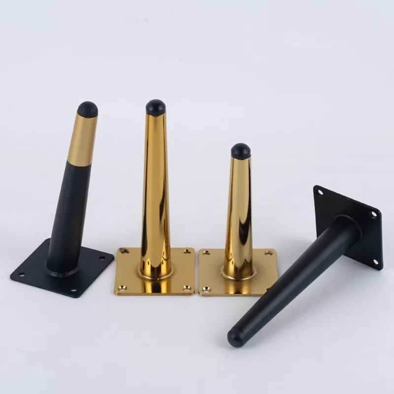 4pcs Metal Furniture Table Leg Hardware Tapered Gold Cabinet Leg Sideboard Wardrobes Coffee Cone Chair Feet 15/20/25/30cm