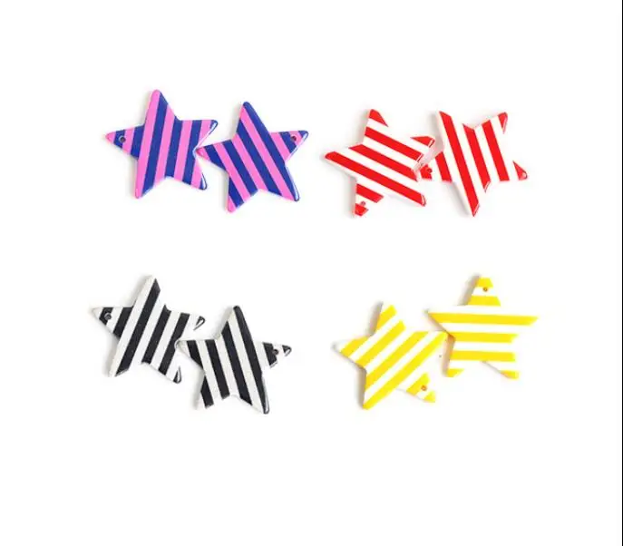 wholesale kawaii stripe star Flat back resin necklace charms very cute keychain necklace pendant for DIY decoration