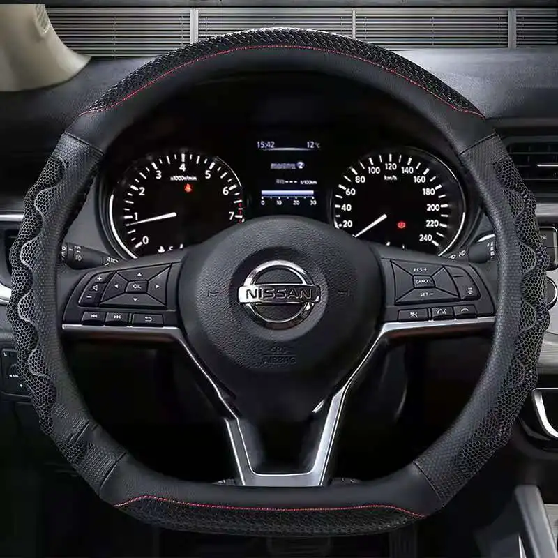 D kształt pokrywy kierownicy PU skóra dla Nissan Rogue /Rogue Sport 2016 2017 2018 2019 2020 x-trail 2017-2020 Car Styling