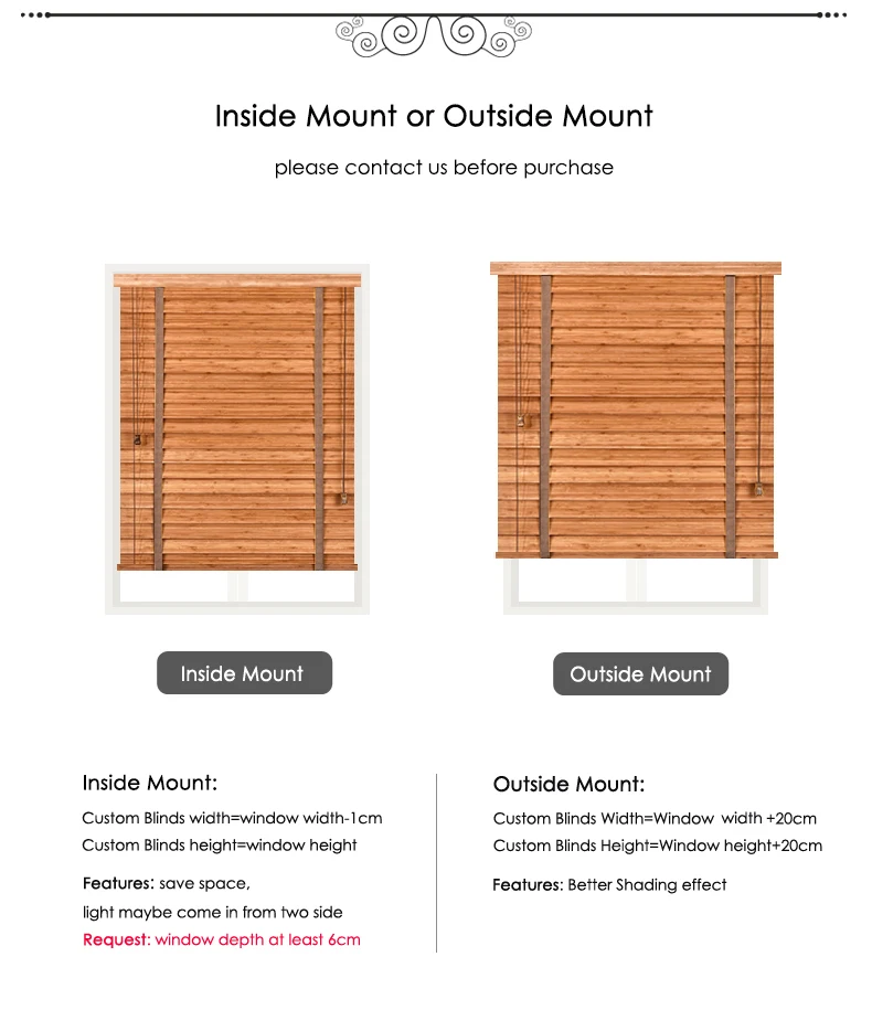 SUNfree 50mm Slat Eco-friendly Bamboo Blinds corrosion resistant durable bamboo Roller blinds for windows home decorations