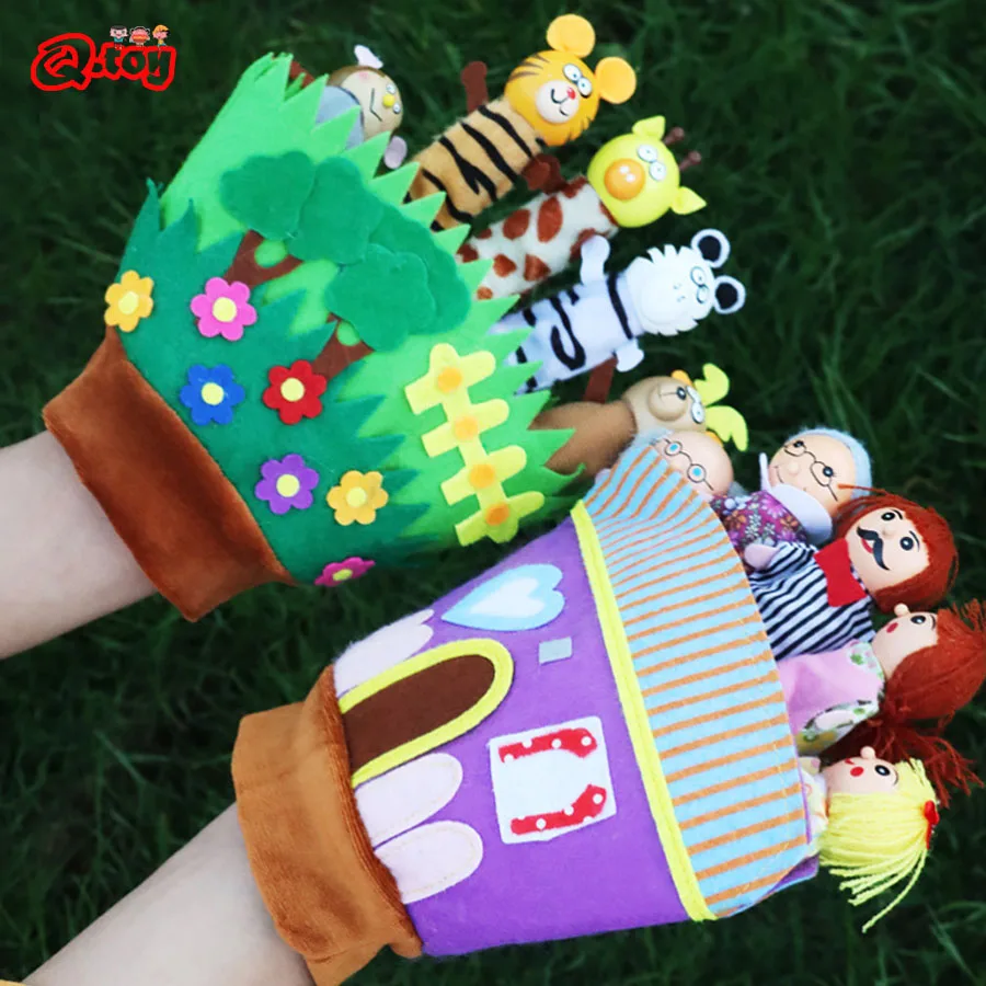 Children Animal Cartoon Hand Puppets Finger Puppets for Kids Baby Animals Gloves Dolls Toys Bedtime Stories fantoche Family Game