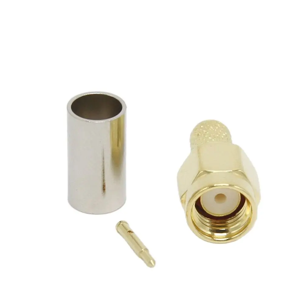 10Pcs SMA Connector Male Plug For RG58 LMR195 RG-400 RG-142 50-3 Coaxial Cable RF SMA Crimp Connector