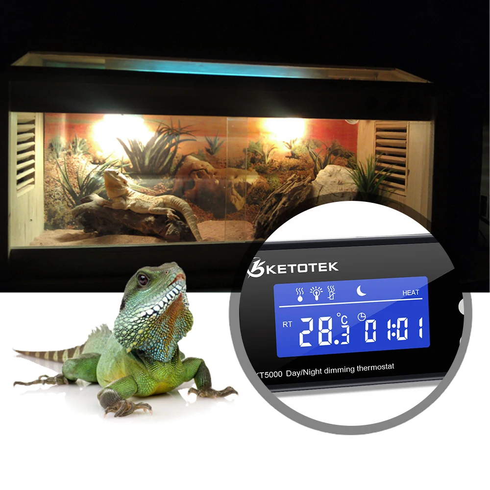 Digital Temperature Controller Timer Day Night Reptile Dimming Thermostat for Aquarium PID Control with EU plug