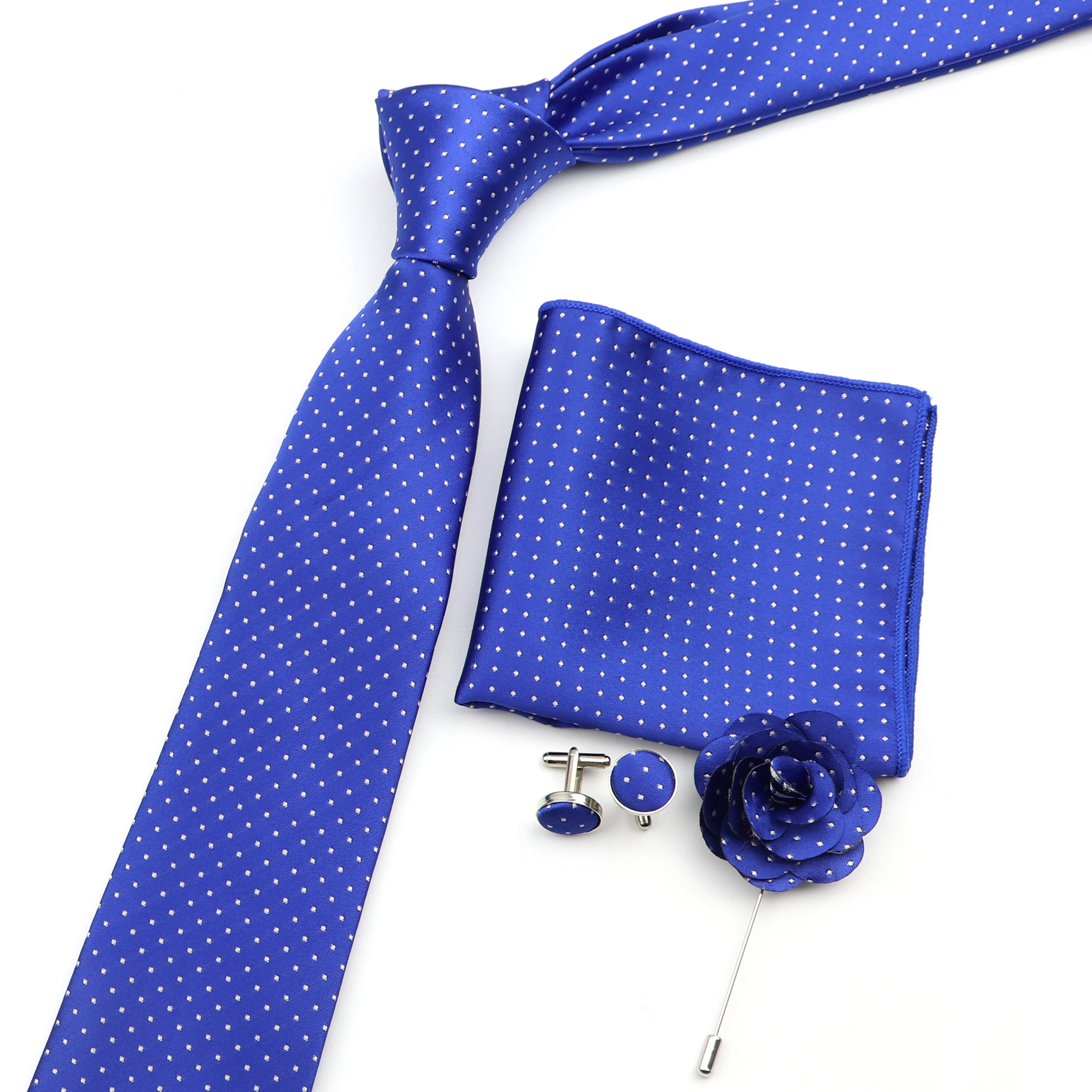 Ensemble de cravates en Polyester pour hommes, slim, classique, tissé en Jacquard, poche carrée, boutons de manchette, épingle de poitrine, fête de mariage, Design à la mode, cadeau