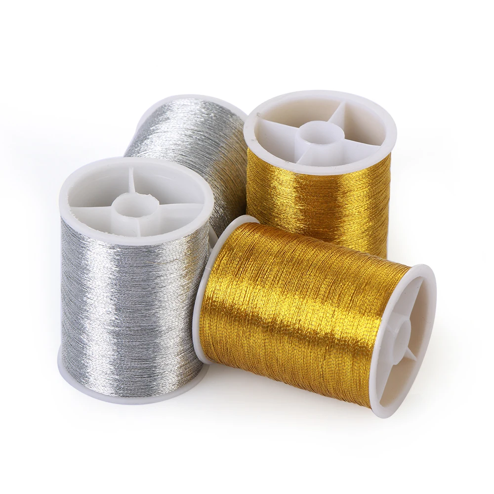 Gold/Silver 100 metres Durable Overlocking Sewing Machine Threads Polyester Cross Stitch Strong Threads for Sewing Supplies