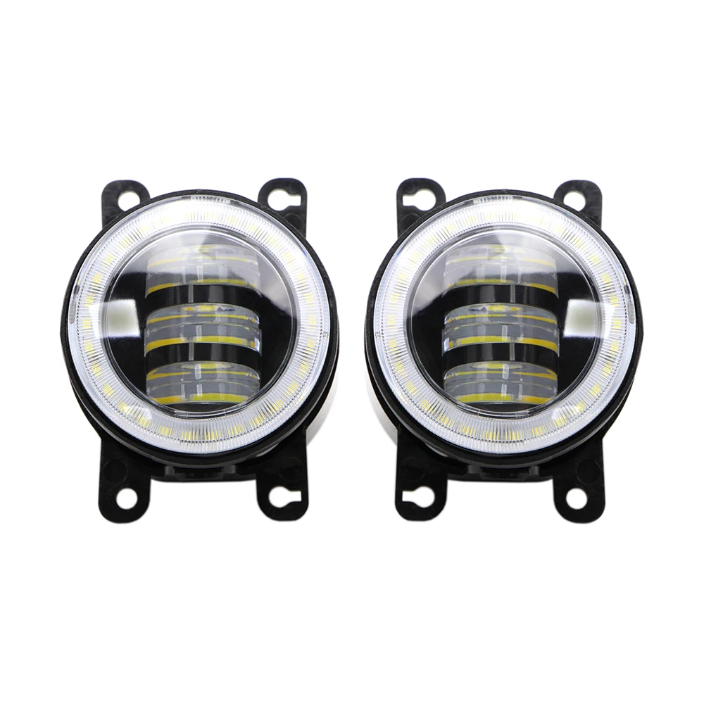 White Yellow LED Fog Light for Ford Focus Fusion / Honda Accord Civic / Subaru Outback WRX Front Bumper Lamp Bulb 20W Angel Eye