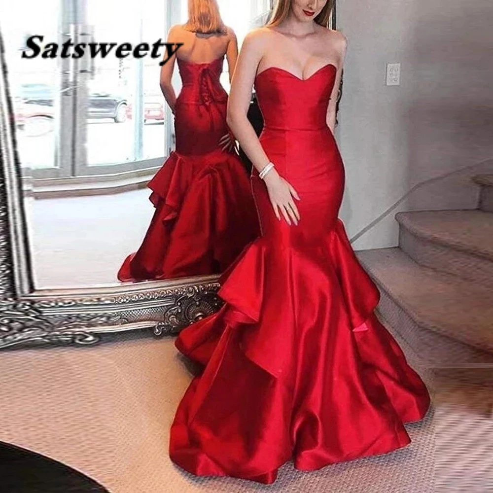 

Mermaid Evening Dresses Court Train Special Occasion Celebrity Sweetheart Vestidos De Fiesta Fast Delivery