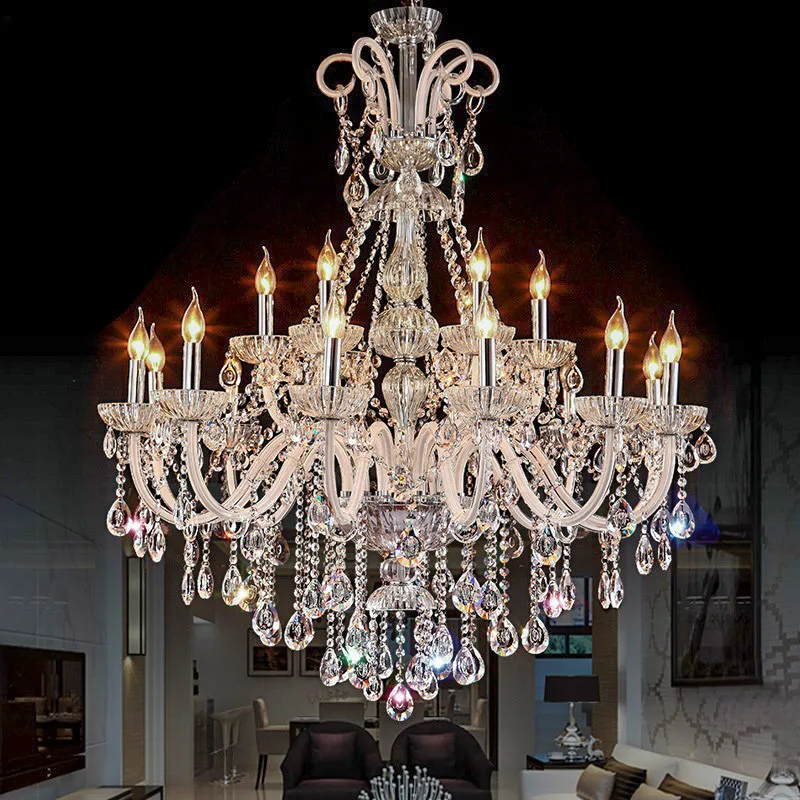Candelabro de cristal de Color blanco claro moderno lustre sala de cristal candelabro moderno iluminación dormitorio candelabros de luz de cristal