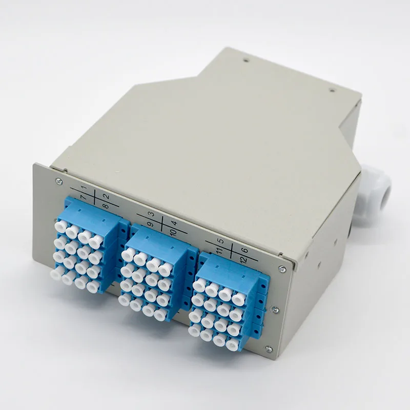 Hot Verkoop 1Pcs Nieuwe 12 Poort Lc Fiber Optic Terminal Box Rail Gemonteerd Ondersteunt Sc/Fc/St/Lc Koppeling 24 / 48 Core Groothandel