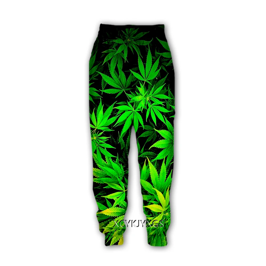 Pantalones informales con estampado 3D de Weed, chándal deportivo recto, Jogging, Y36