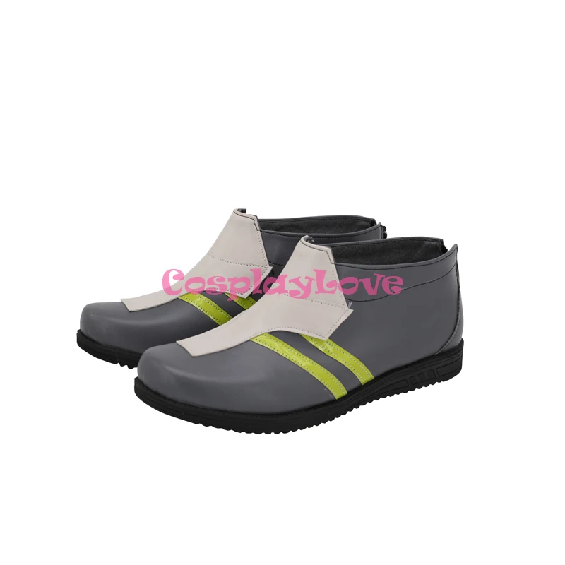CosplayLove OW Gioco 2 Shimada Genji Scarpe grigie Cosplay Stivali lunghi in pelle realizzati su misura per la festa di Natale di Halloween