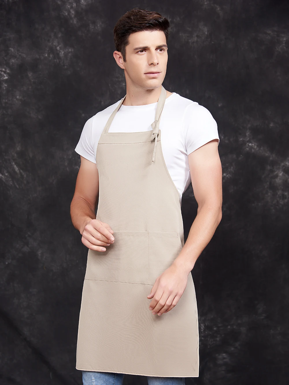 New Fashion Canvas Kitchen Aprons For Woman Men Chef Work Apron For Grill Restaurant Bar Shop Cafes Beauty Nails Studios Uniform