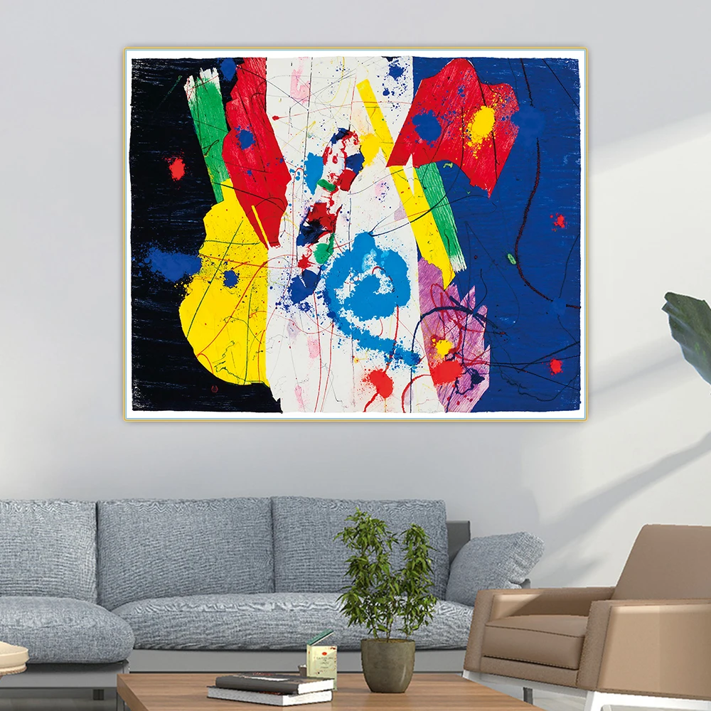 Citon Sam Francis《Untitled-17》Canvas Oil Painting Abstract Artwork Poster Picture Wall Decor Background Modern Home Decoration