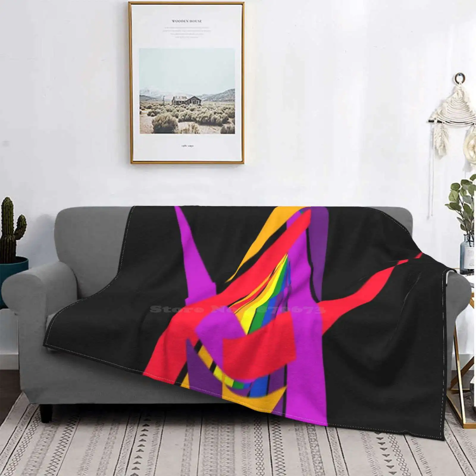 

Untitled Top Quality Comfortable Bed Sofa Soft Blanket Abstract Rainbow Primary Colors