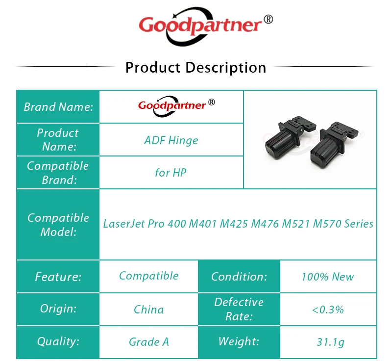 10X CF288-60027 CF288-60030 Zespół zawiasu ADF do HP LaserJet Pro 400 MFP M425dn M425dw M425 M401 M521dn M521 M476 M570 425 ASSY