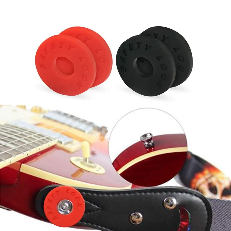 2 Pieces Guitar Strap Locks Silicone Strap Locks Rubber Guitar Strap Blocks Guitar Protector for Locking Guitar Strap