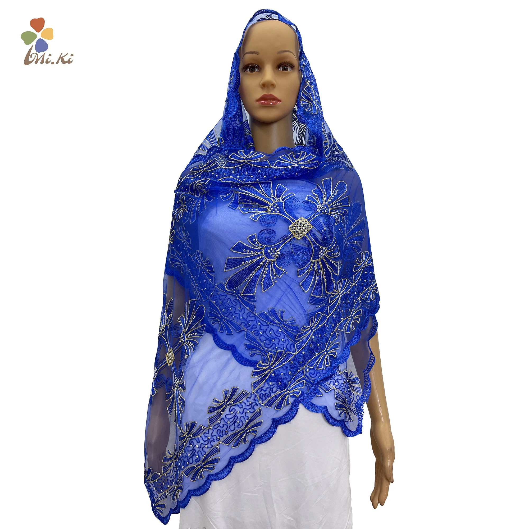 2021 New High Quality Small Size Scarf 200*50cm for African Women Headtie Scarf mesh material for shawls BK110