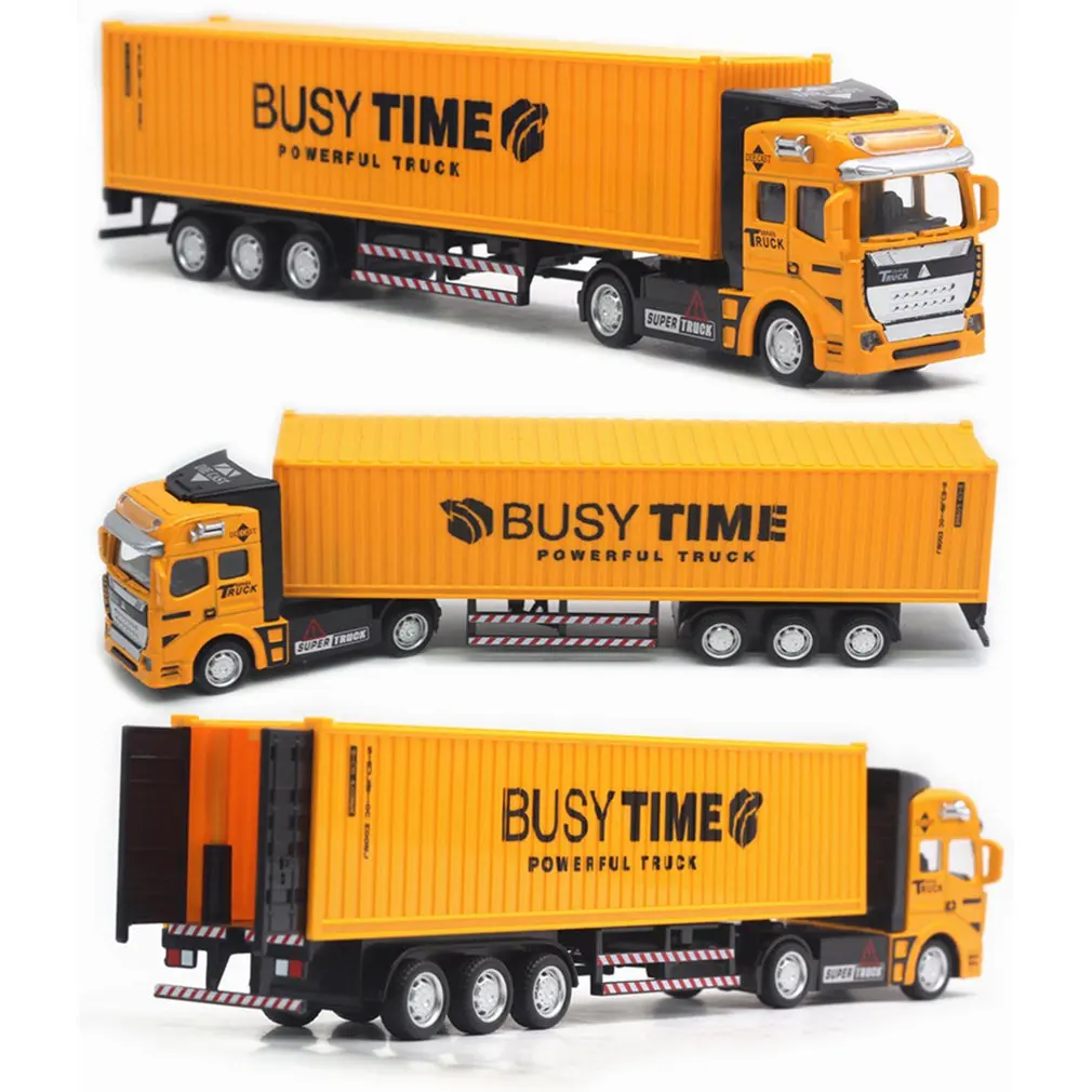 1/48 Container Transport Truck Model Diecast Vehicle Model Pull Back Body Separation Door Can Be Opened Kids Toy Gift Collection