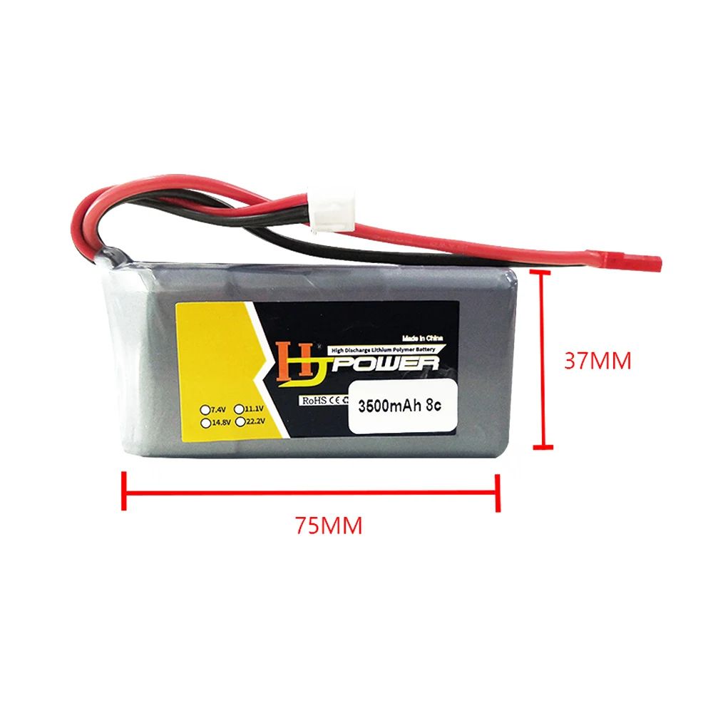 Batteria Lipo Rc 2S 7.4V 2000MAH 3500MAH 8C batteria Lipo JST Plug per Jumper T16 T12 T18 trasmettitore Radio RC