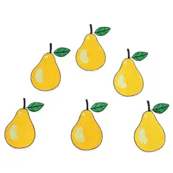 10pcs/lot Cartoon Pear Stickers Iron On Embroidered Fruits Patch Kids Clothes Backpack Sewing Appliques DIY Jeans Coats Badge