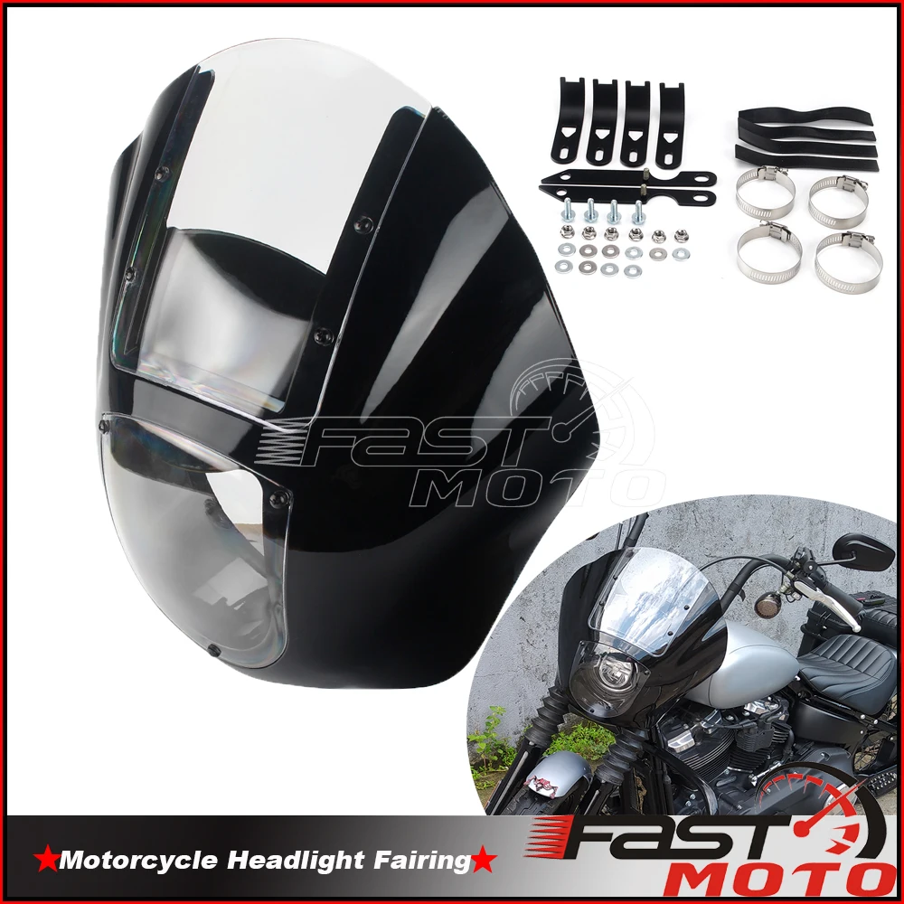 

Motorcycle Accessories Cafe Racer Headlight Fairing Front 35mm - 49mm Fork w/ Bracket Kits For Harley FXBB FXLR FXST XL 1200