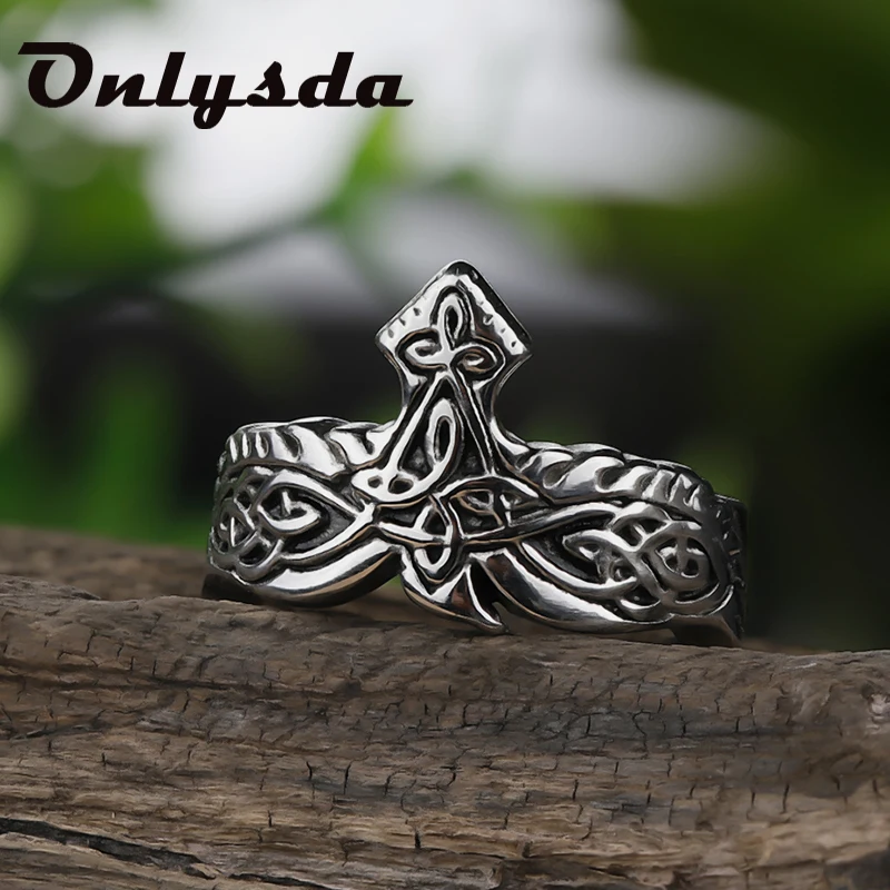 Viking Men Entwined Ravens Ring Norse Mythology Silver Color Odin Crow Stainless Steel Rings Nordic Amulet Jewelry Party Gift