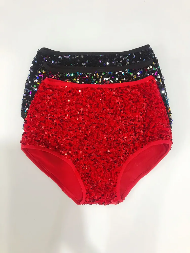 Shining Sequins Mid-waist Wrap Hip Shorts Stretch Hot Pants Nightclub Bar DJ Women Singer Dancer Stage Wear Performance Costume