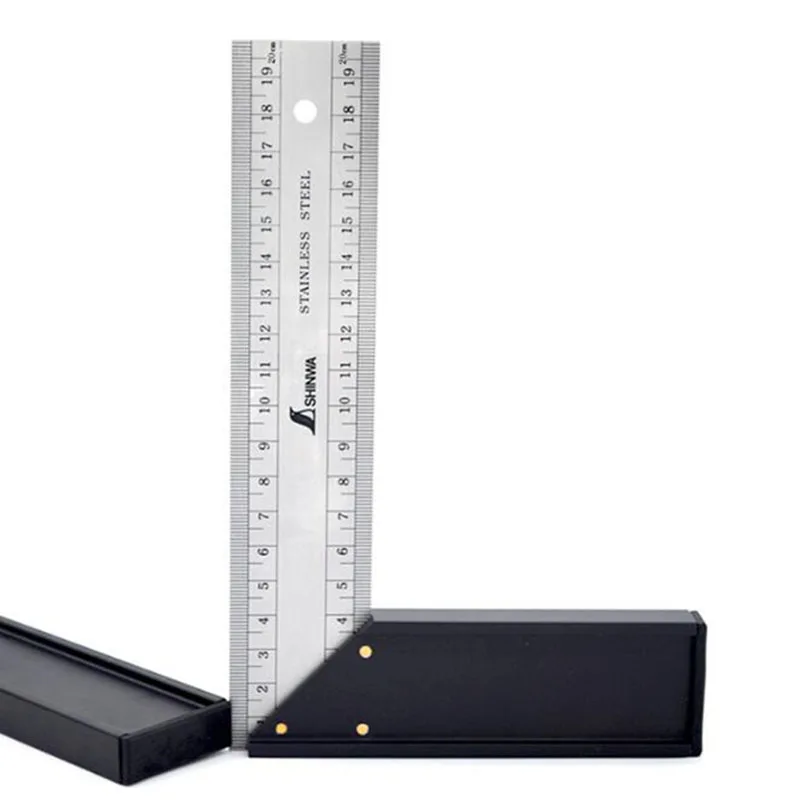 High Quality SHINWA Penguin Miter Try Square Stainless Steel Right Angle Ruler  20/25/30cm Front and Back Same Scale