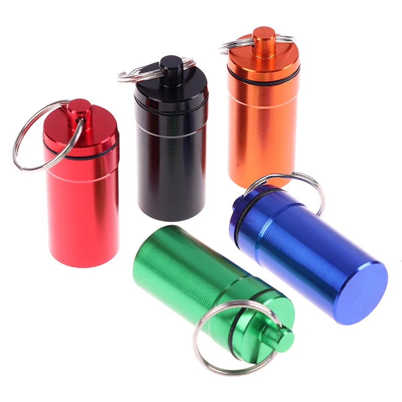 Multifunctional Mini Waterproof Aluminum Alloy Pill Box Case Cache Drug Holder Container Keychain Medicine Box Health Care