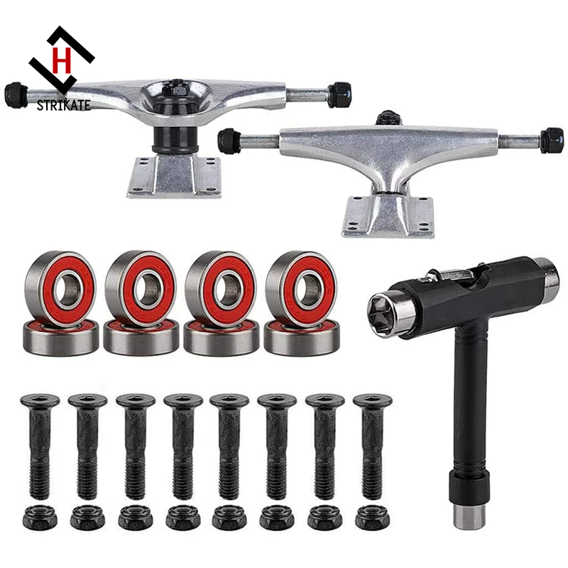 5inch skateboard truck with replacement bearing ABEC 9 T style Tools for Skateboarding wheels Diy