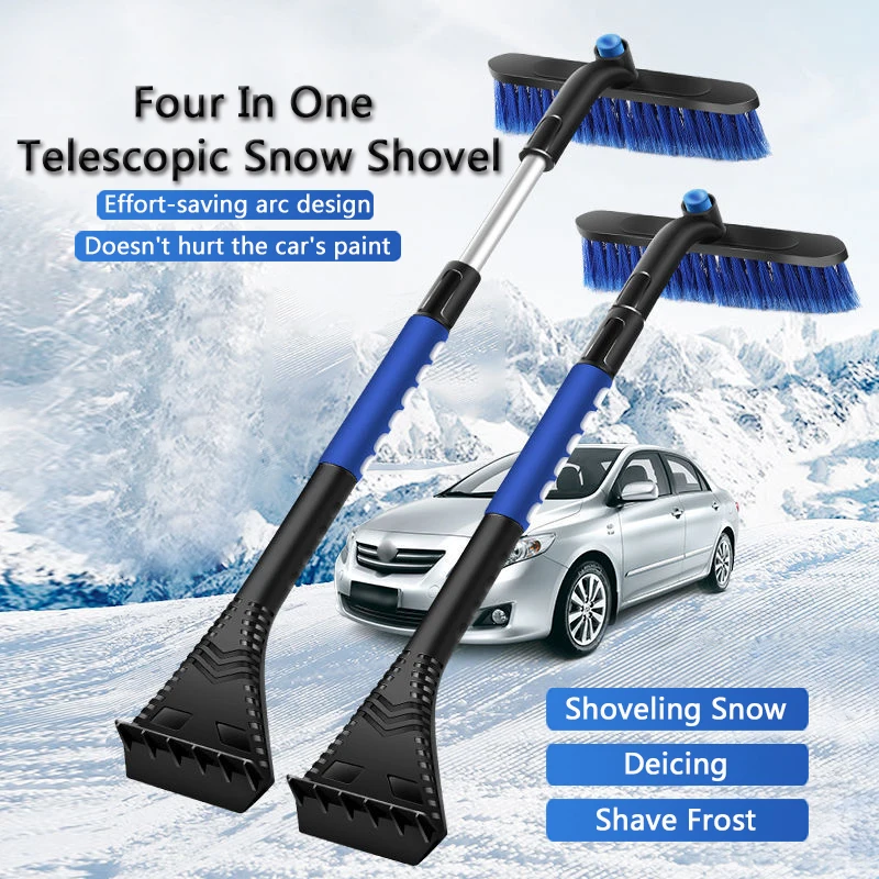 

QHCP Universal ABS+PP Winter Four In One Telescopic Snow Brush Shovel Quick Ice Breaker Clean Glass Auto Tool For All Type Car