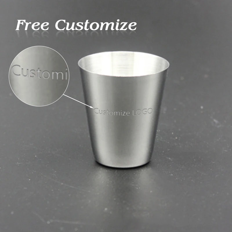 Free Customize LOGO 4Pcs Stainless Steel Wine Glass Portable Drinking Cup With Leather Case Outdoor Water Cup Set Bar Supplies