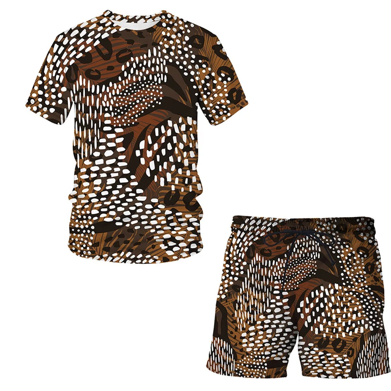 

Luxury abstract pattern Summer Men's Suit 3D Printing Men's T-shirt Shorts Suit Men's Sportswear O-neck Short Sleeves