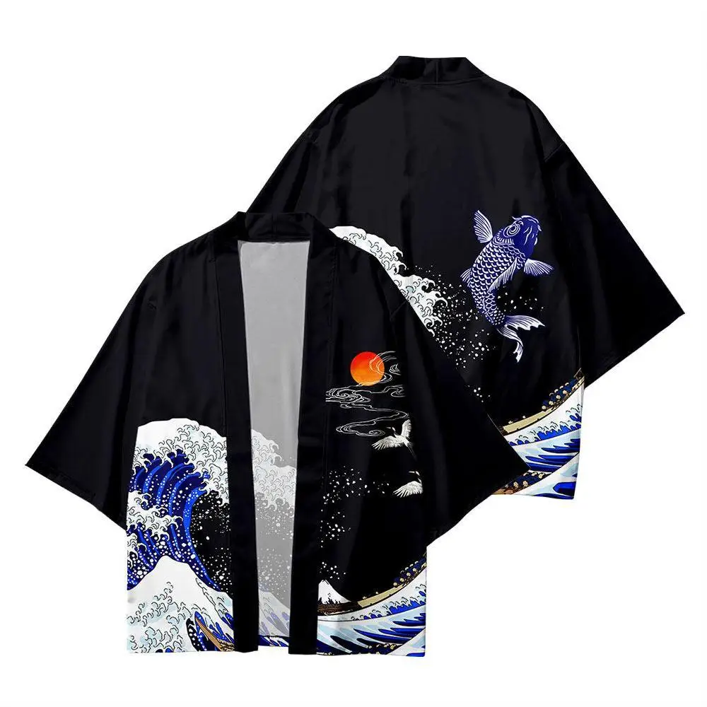 

New Summer Kanagawa Kide Cardigan Robe Clothes Thin Coat Cloak Seven-point Sleeve Feather Woven Kimono Outfits