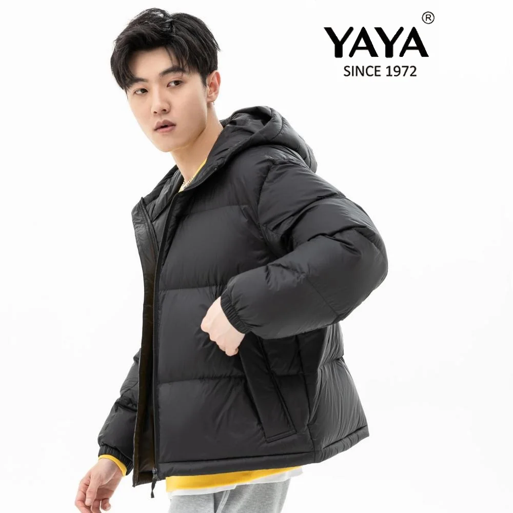 YAYA 2021 Winter Men\'s  90% White Duck Down Jacket Hooded Couples Style Thick Puffy Coat Windbreak Business Casual Warm Outwear