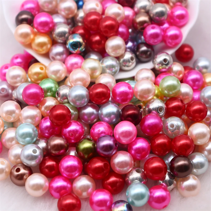 10g Diy Beads with Hole 3/4/5/6/8/10mm ABS Imitation Mixed Pearl Bead Loose Round Acrylic Perle Diy Jewelry Garment Craft Decor