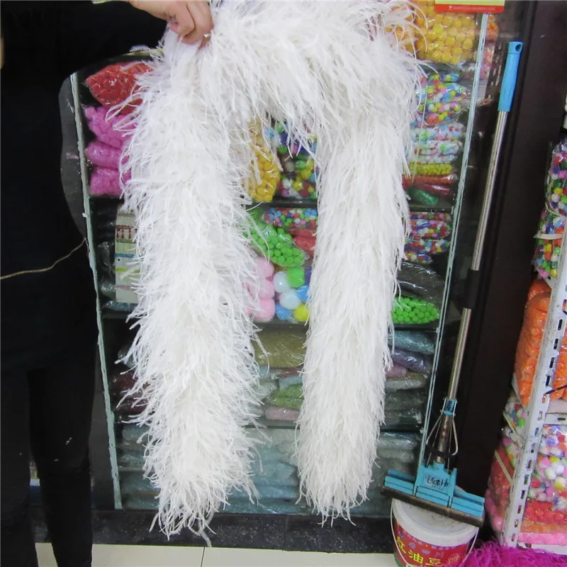 

Beautiful 10 Layer White Ostrich Feather Boa Party Home Plumas De Faisan Christmas Celebration Accessories Plume