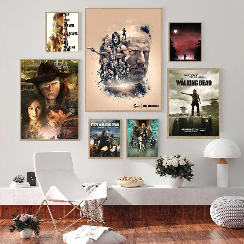 Comic The Walking Dead White Coated Paper Poster and Prints Wall Art Pictures for Living Room Bedroom Home Decor