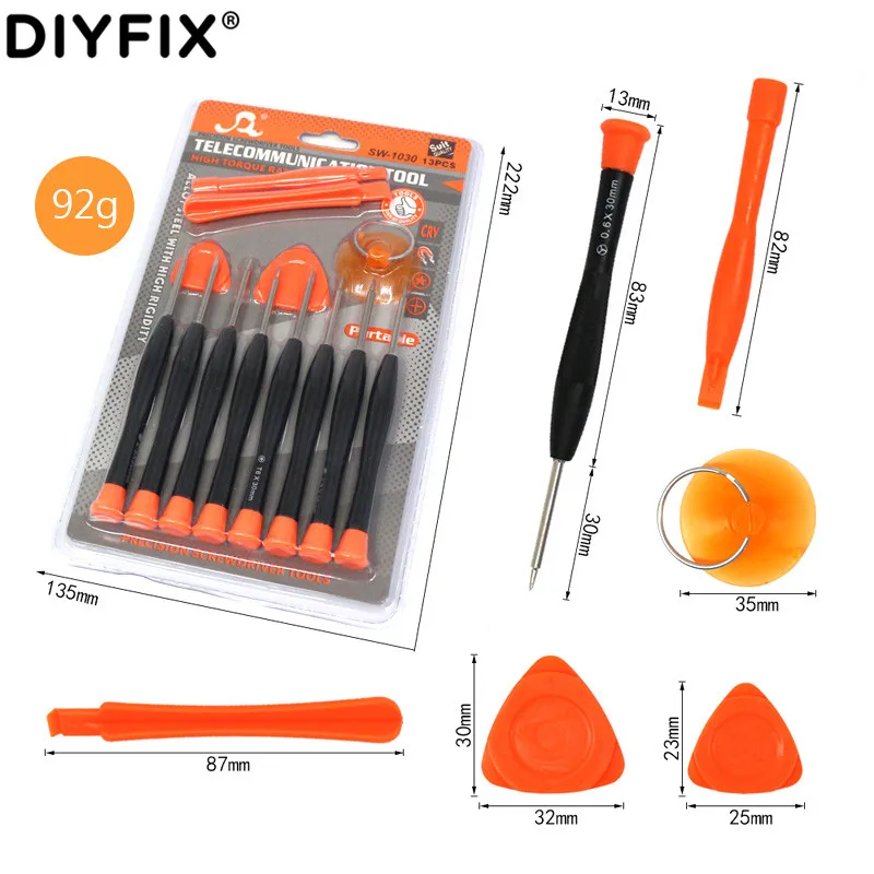 DIYFIX 13 في 1 إصلاح مفك مجموعة للهاتف المحمول الكمبيوتر المنزلية إصلاح تفكيك مجموعة أدوات