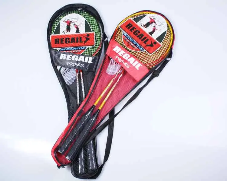 hot sale 2pcs ferroalloy badminton racket high quality outdoor training racket, available for students