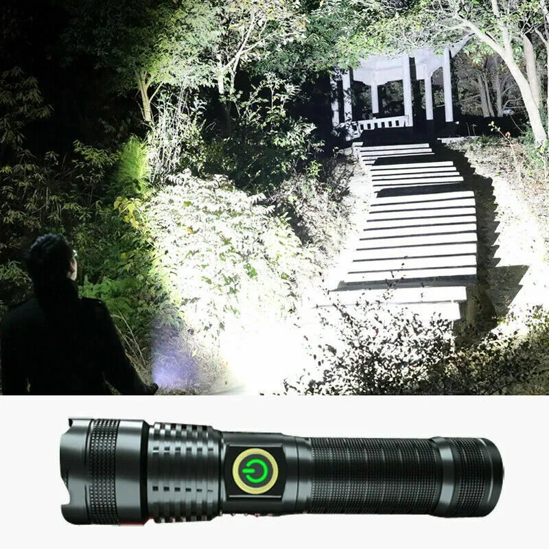 USB Rechargeable LED Flashlight Super Bright Camping Light Lantern Waterproof Zoomable Bicycle Light Built in 18650 Battery