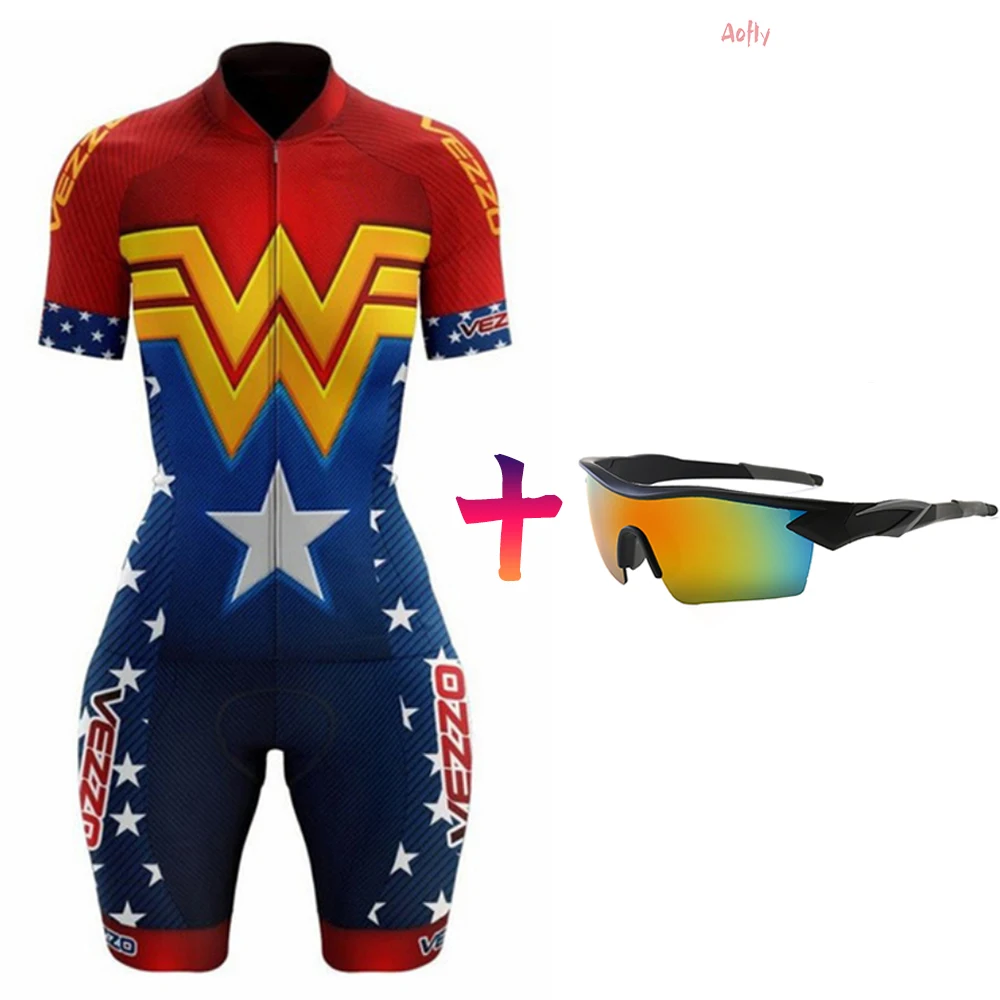 2022 Summer Women's Cycling Skinsuit Short Sleeve Bike Clothing Female Triathlon Running Cycling Swimming Sports Jumpsuit 9D Gel