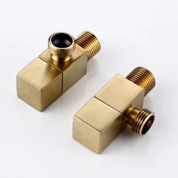Tuqiu Brass Angle Valve Water Control Valve Brushed Gold Corner Valve Bathroom Tap Water Valve 1/2*1/2 Brass Black Angle valves