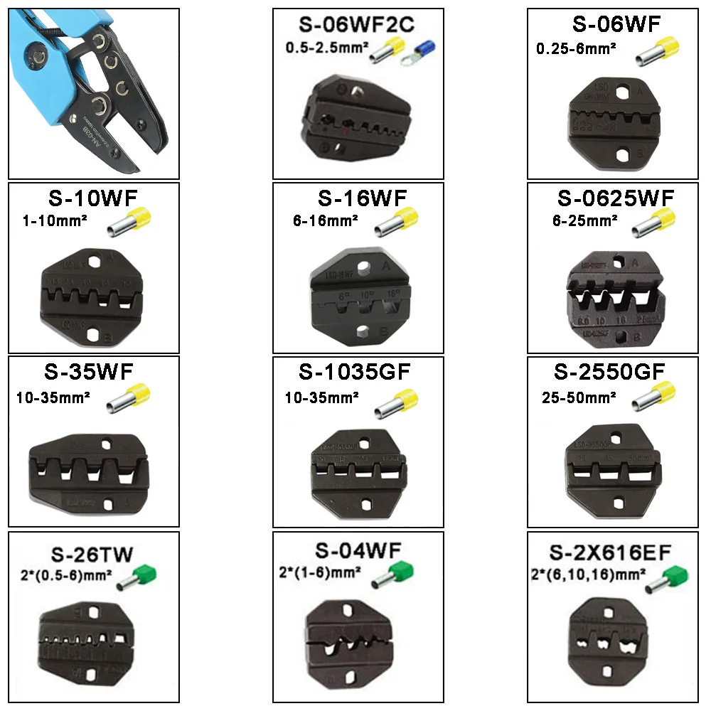 LUBAN S06WF2C S06WF S10WF S16WF S0625WF S35WF S1035GF S2550GF Die Sets for AM-30 LS AN CRIMPING PILER tool machine modules  jaws