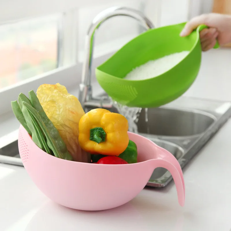 Kitchen Drain Basket Bowl Rice Washing Filter Strainer Basket Sieve Drainer Vegetable Friut Cleaning Gadget Kitchen Accessories