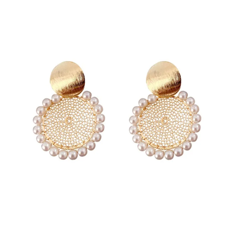 XIYANIKE Geometric Round Pearl Earrings Temperament Online Celebrity Earrings Personality Design Earrings New 2021